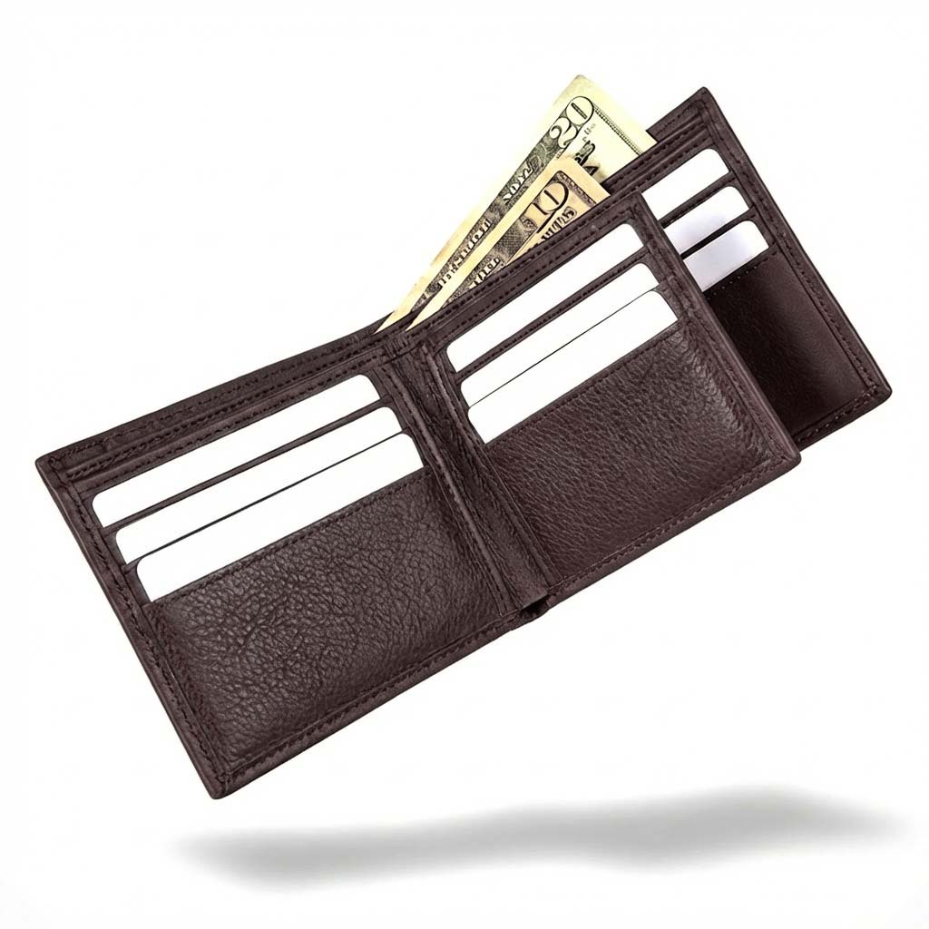 Mens RFID 10 Slot Bifold Wallet with ID Window