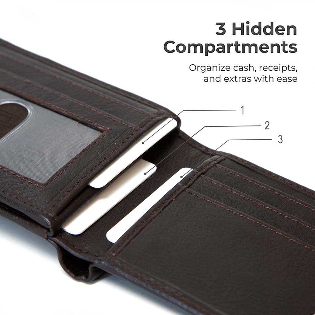 Mens RFID 10 Slot Bifold Wallet with ID Window