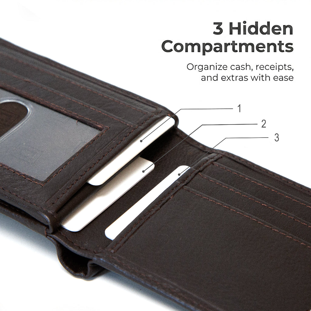 Mens RFID 10 Slot Bifold Wallet with ID Window