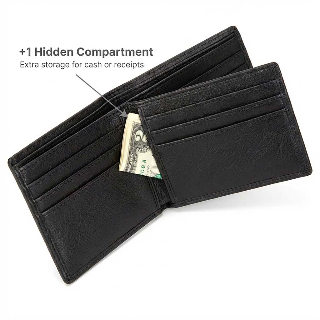Mens RFID 10 Slot Bifold Wallet with ID Window