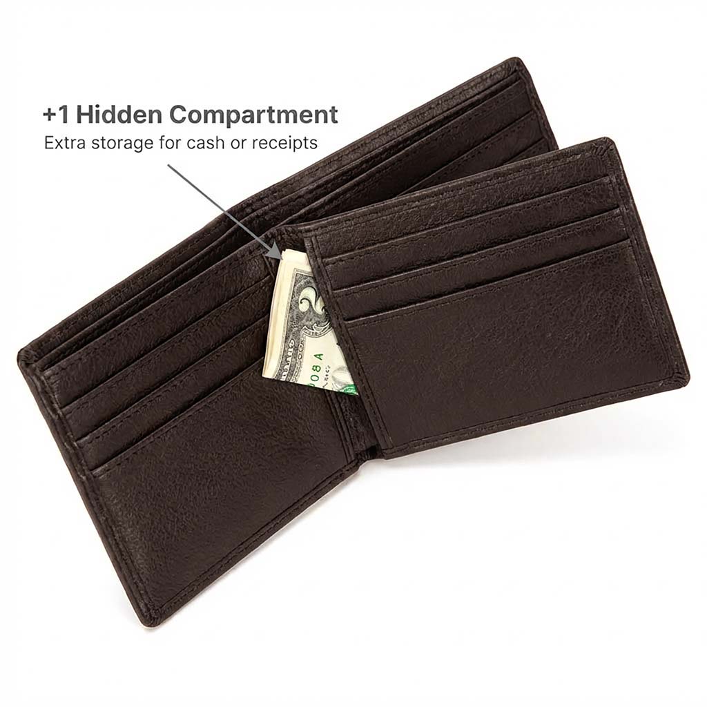 Mens RFID 10 Slot Bifold Wallet with ID Window