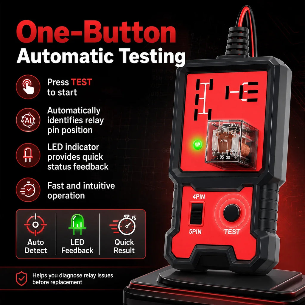 2024 Newest Red Relay Tester 12V Universal Electronic Automotive Car Circuit Detector Battery Checker Auto Repair Tool