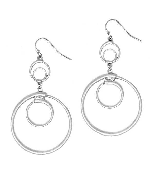 Silver Multi Ring Drop Earrings