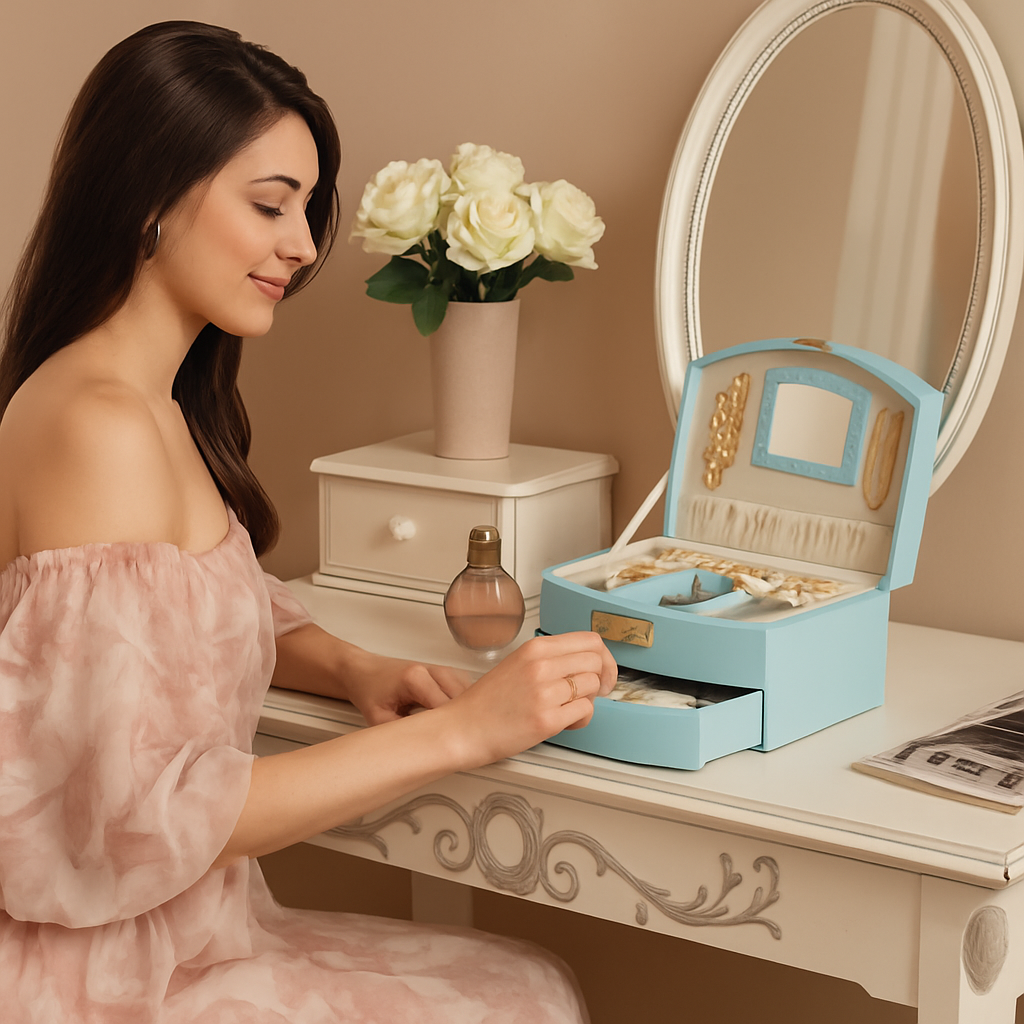2-Layer Jewelry Box for Rings, Earrings, Necklaces