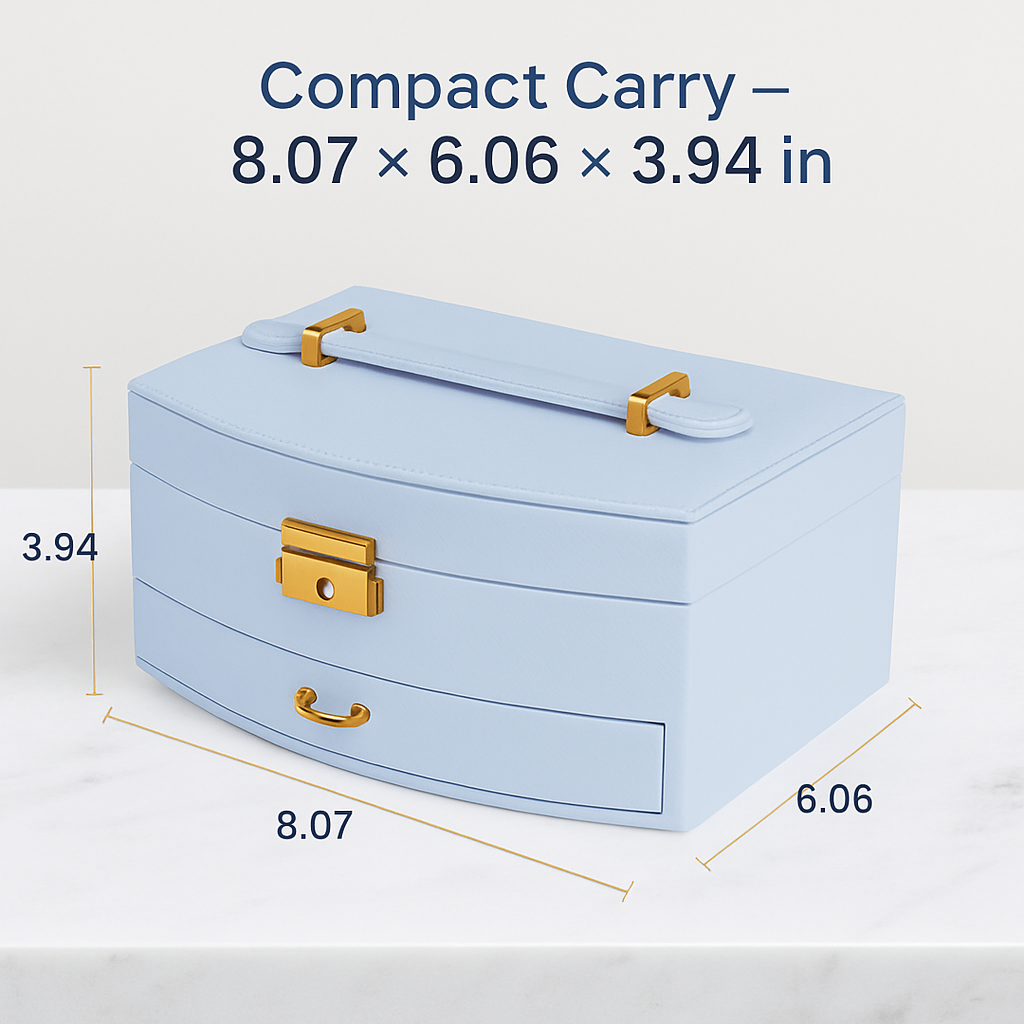 2-Layer Jewelry Box for Rings, Earrings, Necklaces