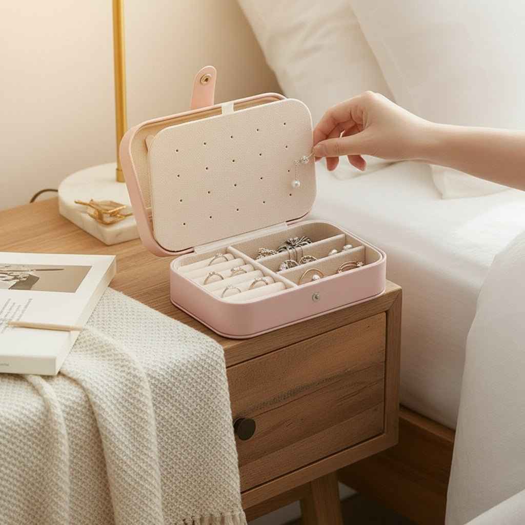 Small Jewelry Organizer Box Travel Case for Rings and Earrings