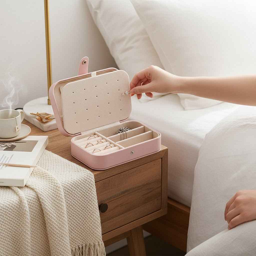 Small Jewelry Organizer Box Travel Case for Rings and Earrings